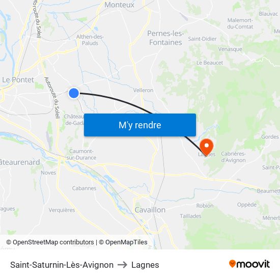Saint-Saturnin-Lès-Avignon to Lagnes map