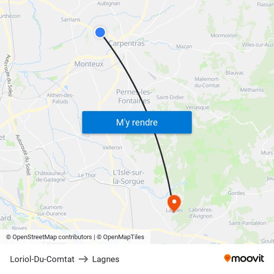 Loriol-Du-Comtat to Lagnes map