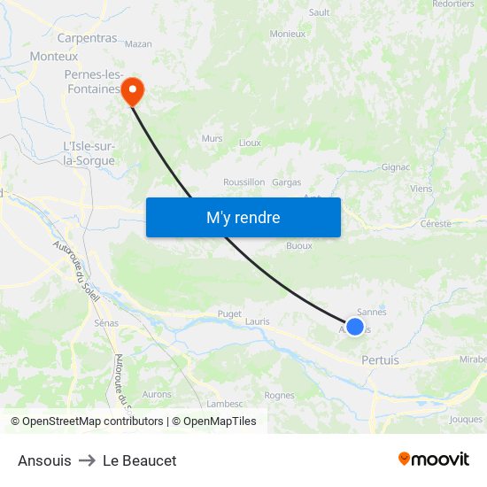 Ansouis to Le Beaucet map