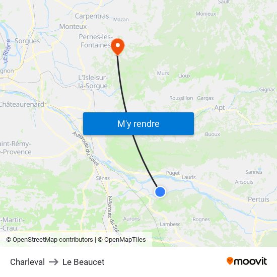 Charleval to Le Beaucet map