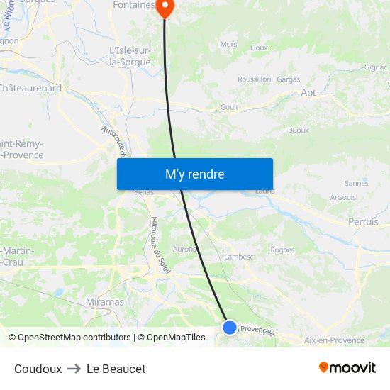 Coudoux to Le Beaucet map