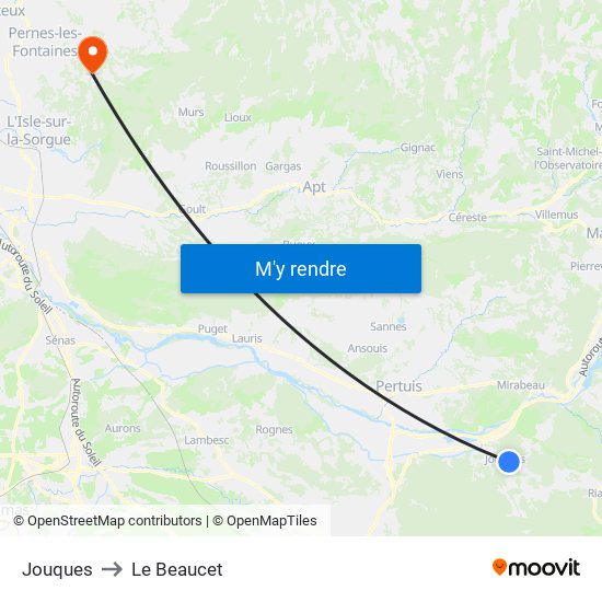Jouques to Le Beaucet map