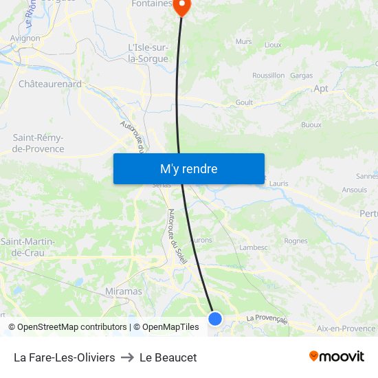 La Fare-Les-Oliviers to Le Beaucet map