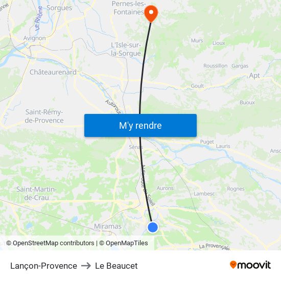 Lançon-Provence to Le Beaucet map