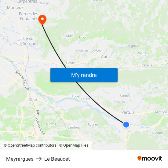 Meyrargues to Le Beaucet map