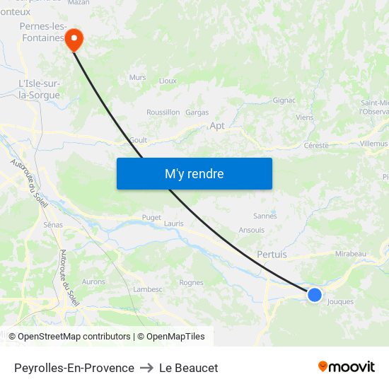 Peyrolles-En-Provence to Le Beaucet map