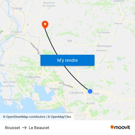 Rousset to Le Beaucet map