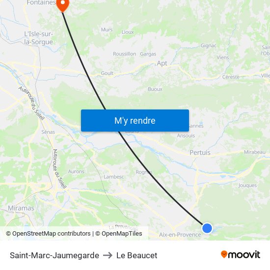 Saint-Marc-Jaumegarde to Le Beaucet map