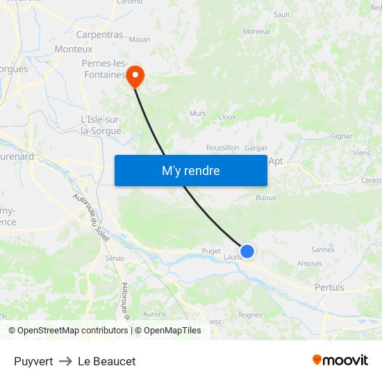 Puyvert to Le Beaucet map