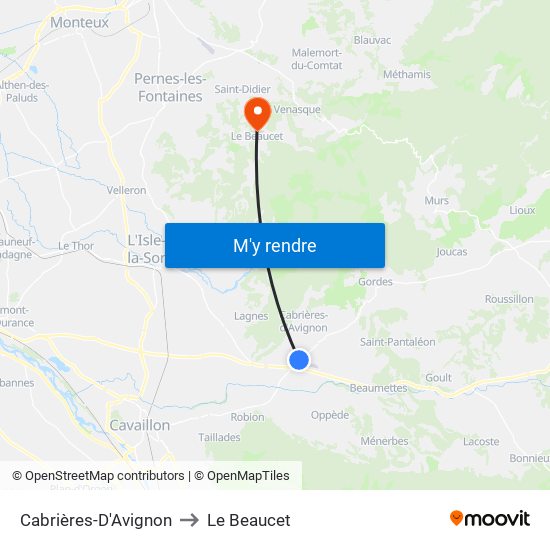 Cabrières-D'Avignon to Le Beaucet map