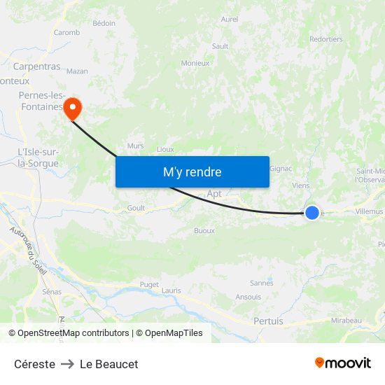 Céreste to Le Beaucet map