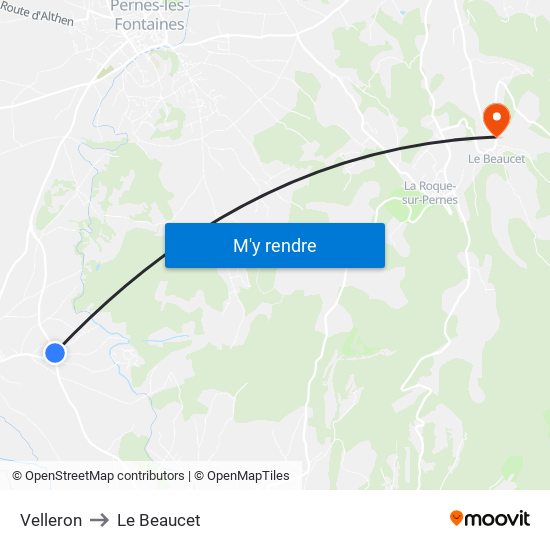 Velleron to Le Beaucet map