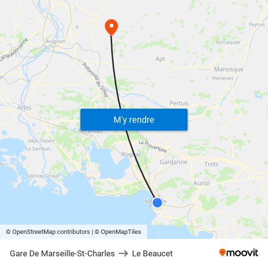 Gare De Marseille-St-Charles to Le Beaucet map