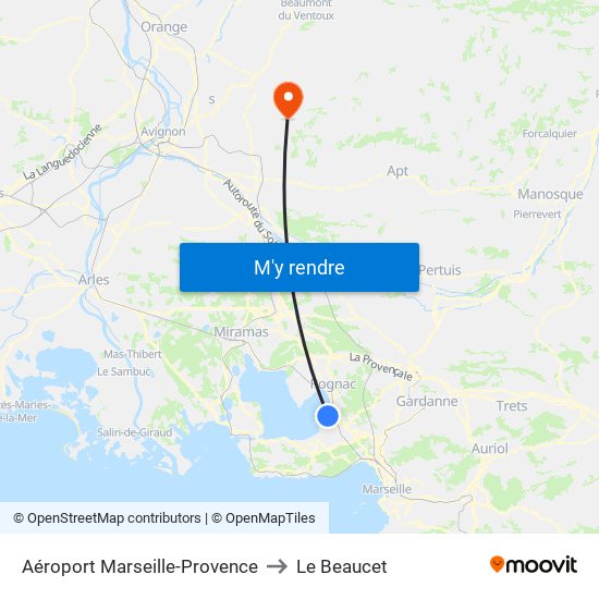 Aéroport Marseille-Provence to Le Beaucet map
