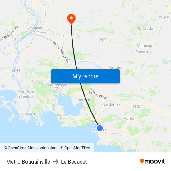 Métro Bougainville to Le Beaucet map