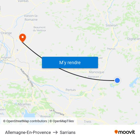 Allemagne-En-Provence to Sarrians map