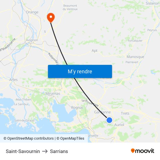 Saint-Savournin to Sarrians map