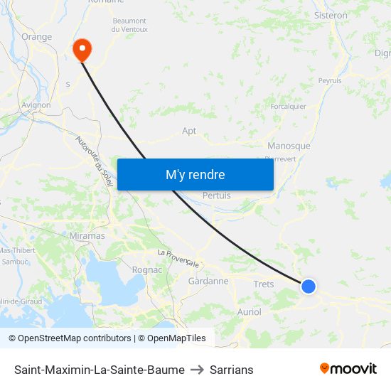 Saint-Maximin-La-Sainte-Baume to Sarrians map