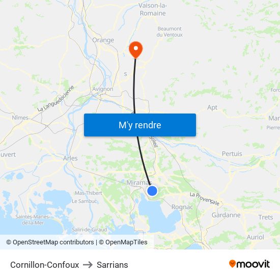 Cornillon-Confoux to Sarrians map