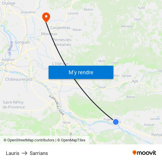 Lauris to Sarrians map