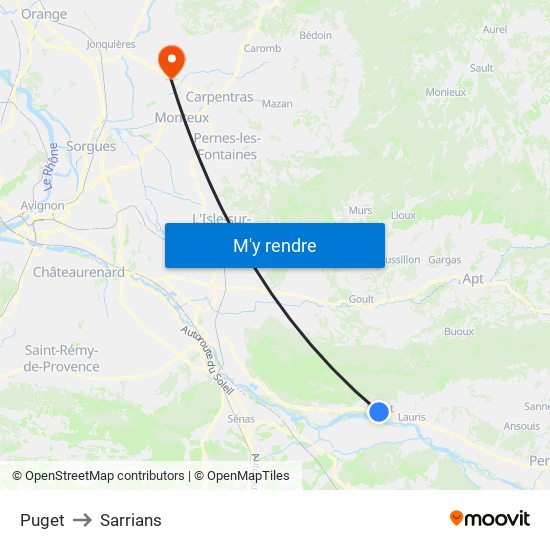 Puget to Sarrians map