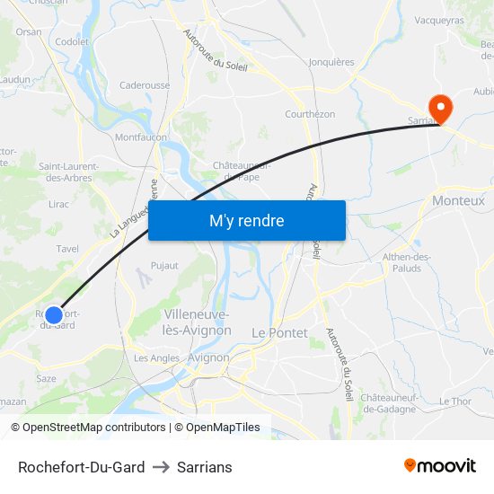 Rochefort-Du-Gard to Sarrians map