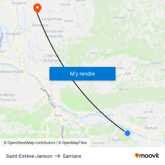Saint-Estève-Janson to Sarrians map