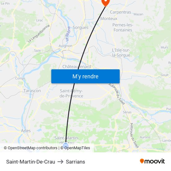 Saint-Martin-De-Crau to Sarrians map