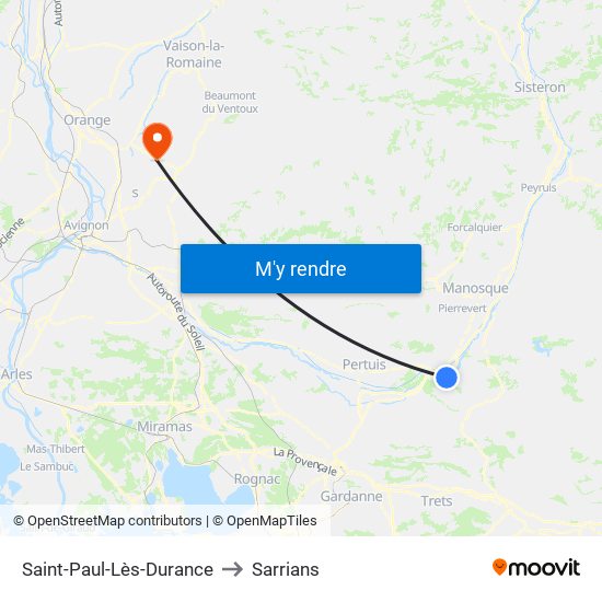 Saint-Paul-Lès-Durance to Sarrians map