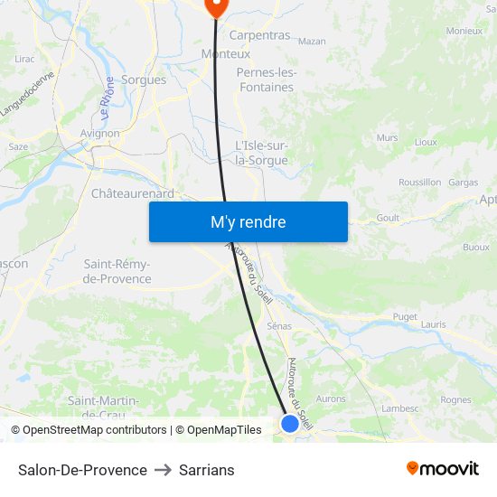 Salon-De-Provence to Sarrians map