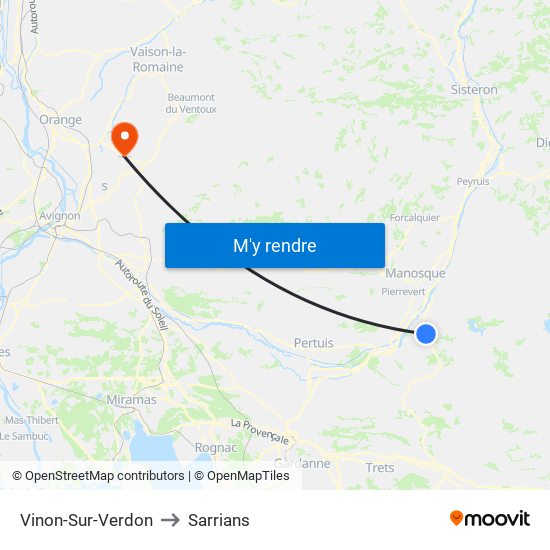 Vinon-Sur-Verdon to Sarrians map