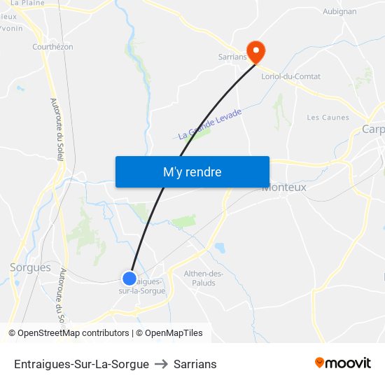 Entraigues-Sur-La-Sorgue to Sarrians map