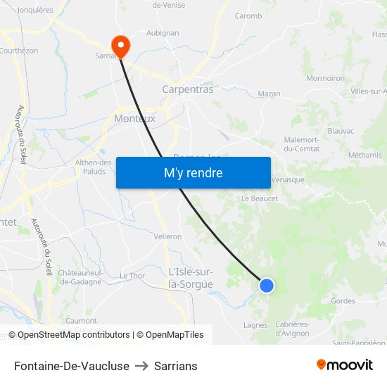 Fontaine-De-Vaucluse to Sarrians map