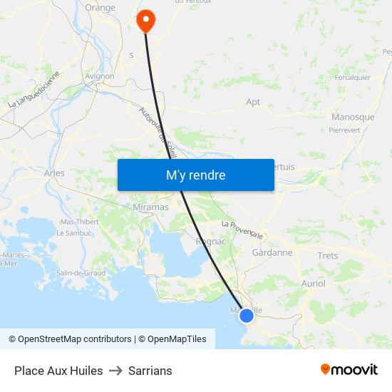 Place Aux Huiles to Sarrians map