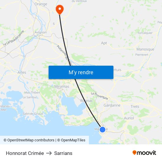Honnorat Crimée to Sarrians map