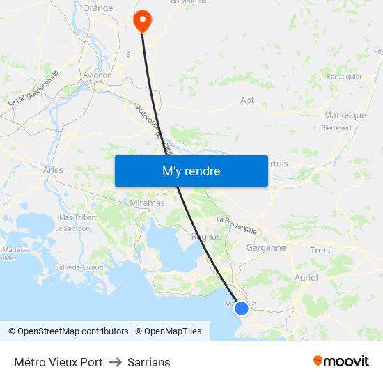 Métro Vieux Port to Sarrians map