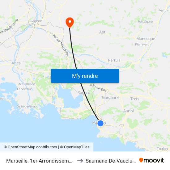 Marseille, 1er Arrondissement to Saumane-De-Vaucluse map