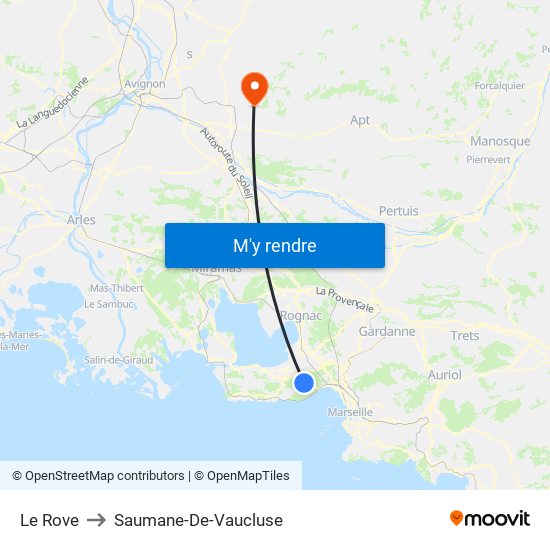 Le Rove to Saumane-De-Vaucluse map