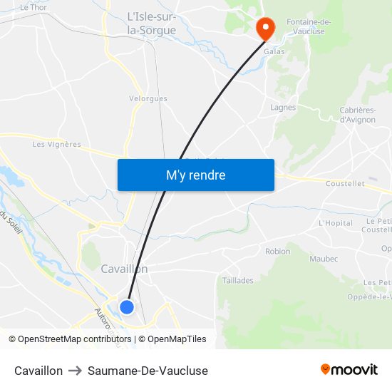 Cavaillon to Saumane-De-Vaucluse map