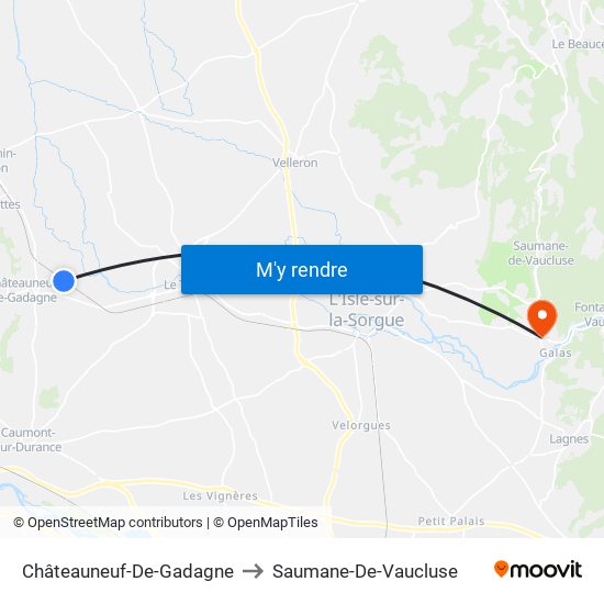 Châteauneuf-De-Gadagne to Saumane-De-Vaucluse map
