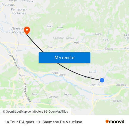 La Tour-D'Aigues to Saumane-De-Vaucluse map