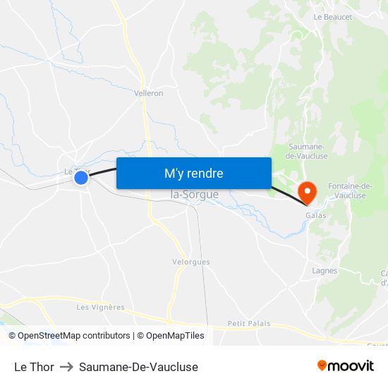Le Thor to Saumane-De-Vaucluse map
