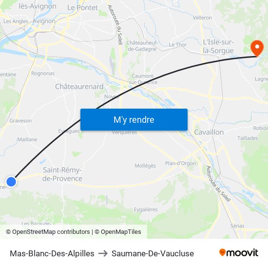 Mas-Blanc-Des-Alpilles to Saumane-De-Vaucluse map