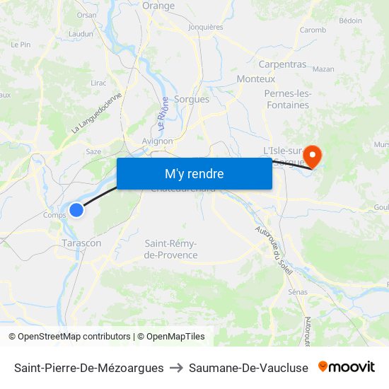 Saint-Pierre-De-Mézoargues to Saumane-De-Vaucluse map