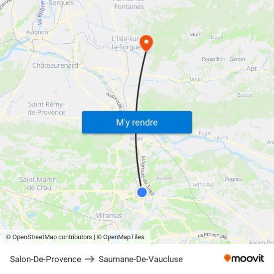 Salon-De-Provence to Saumane-De-Vaucluse map