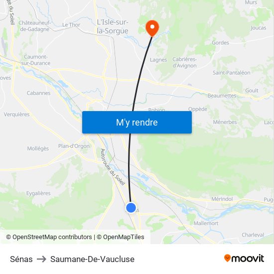 Sénas to Saumane-De-Vaucluse map