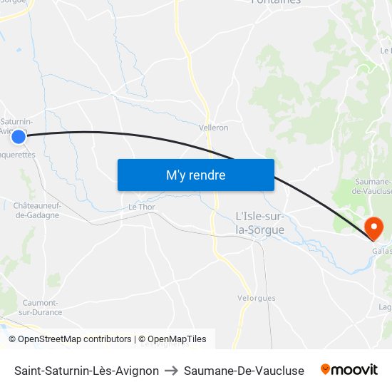 Saint-Saturnin-Lès-Avignon to Saumane-De-Vaucluse map