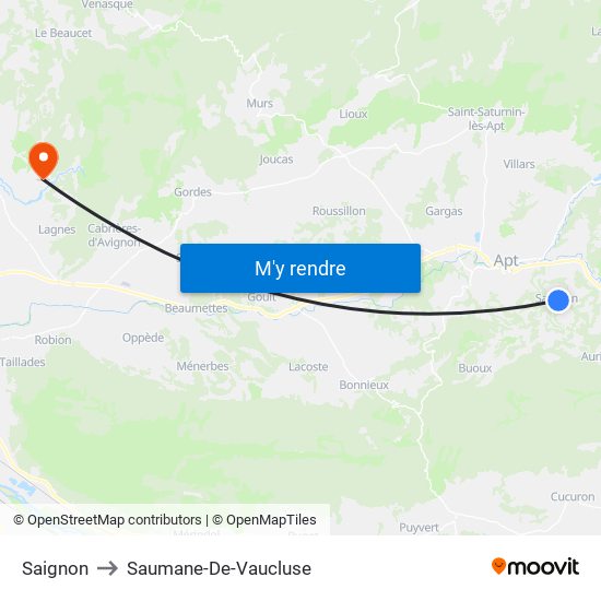 Saignon to Saumane-De-Vaucluse map