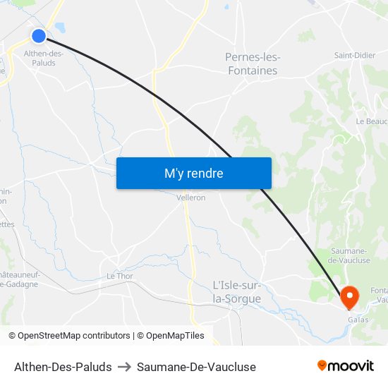 Althen-Des-Paluds to Saumane-De-Vaucluse map