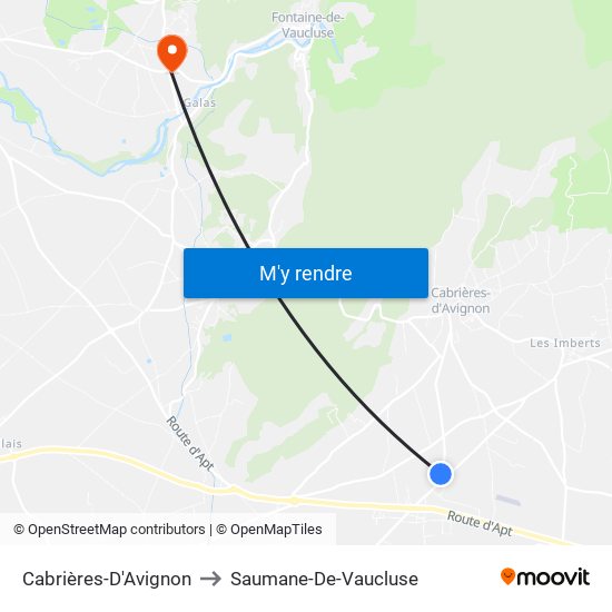 Cabrières-D'Avignon to Saumane-De-Vaucluse map